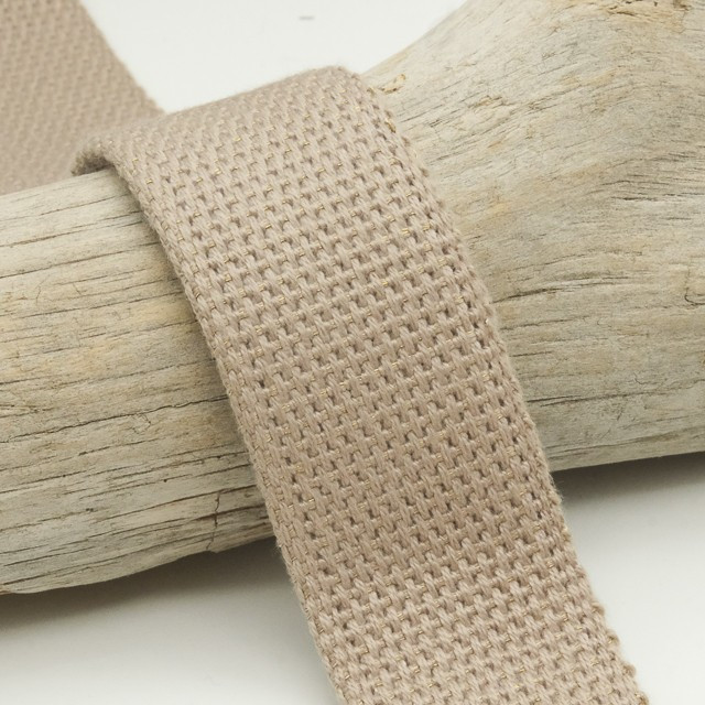 30mm Beige Gold Lurex Cotton Ribbon - Maison Klem